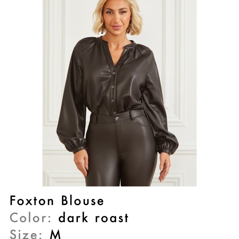 Guess pleather shirt (dark brown)  no  tag but has never been worn